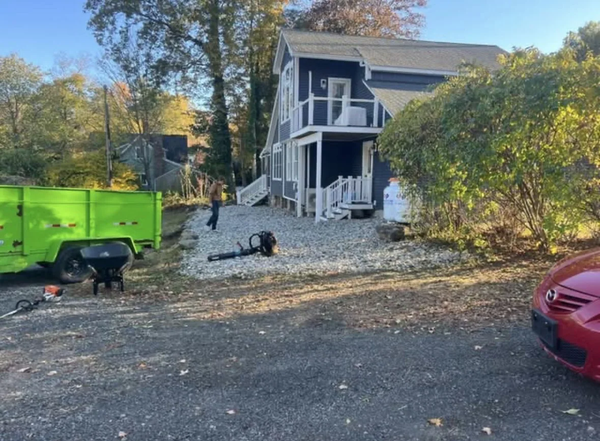 Stone area during landscaping work